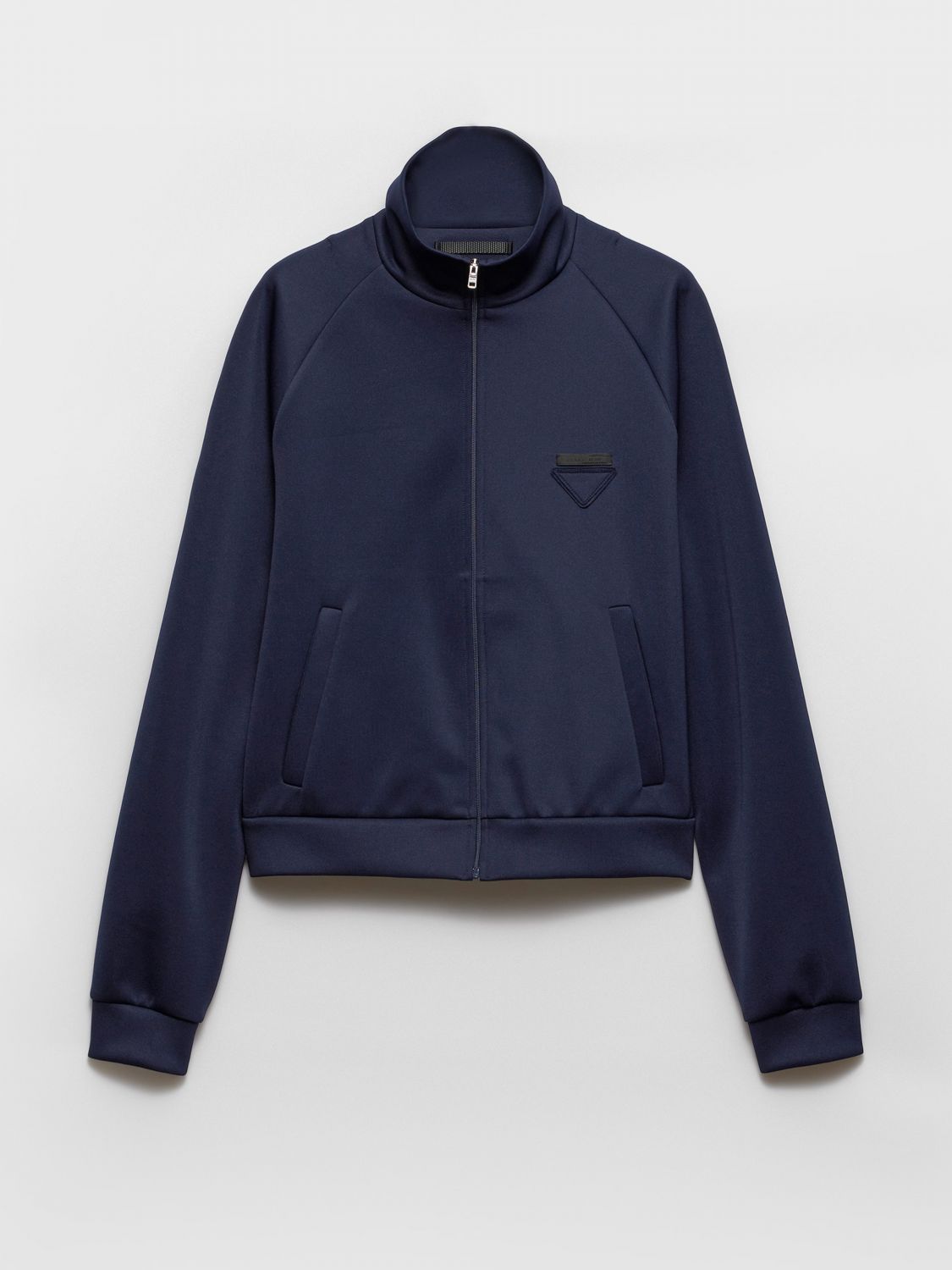 Prada Zippered Technical Fabric Jacket Clothing In Blue