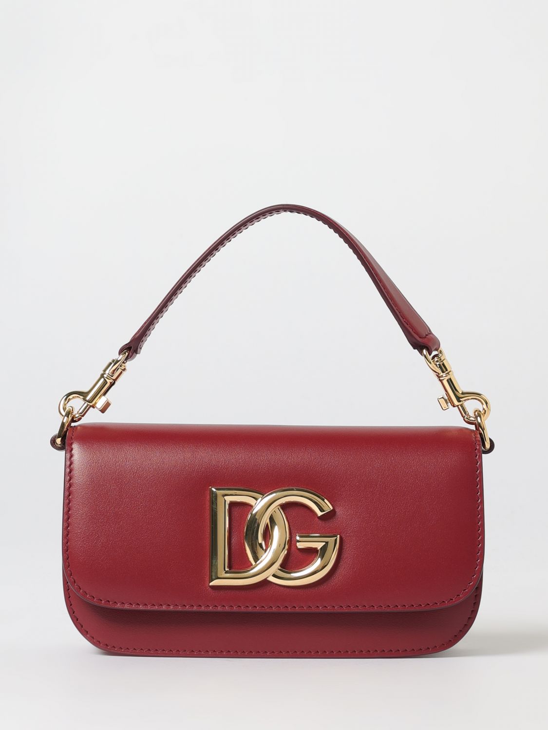 Dolce & Gabbana Leather Shoulder Bag In Burgundy