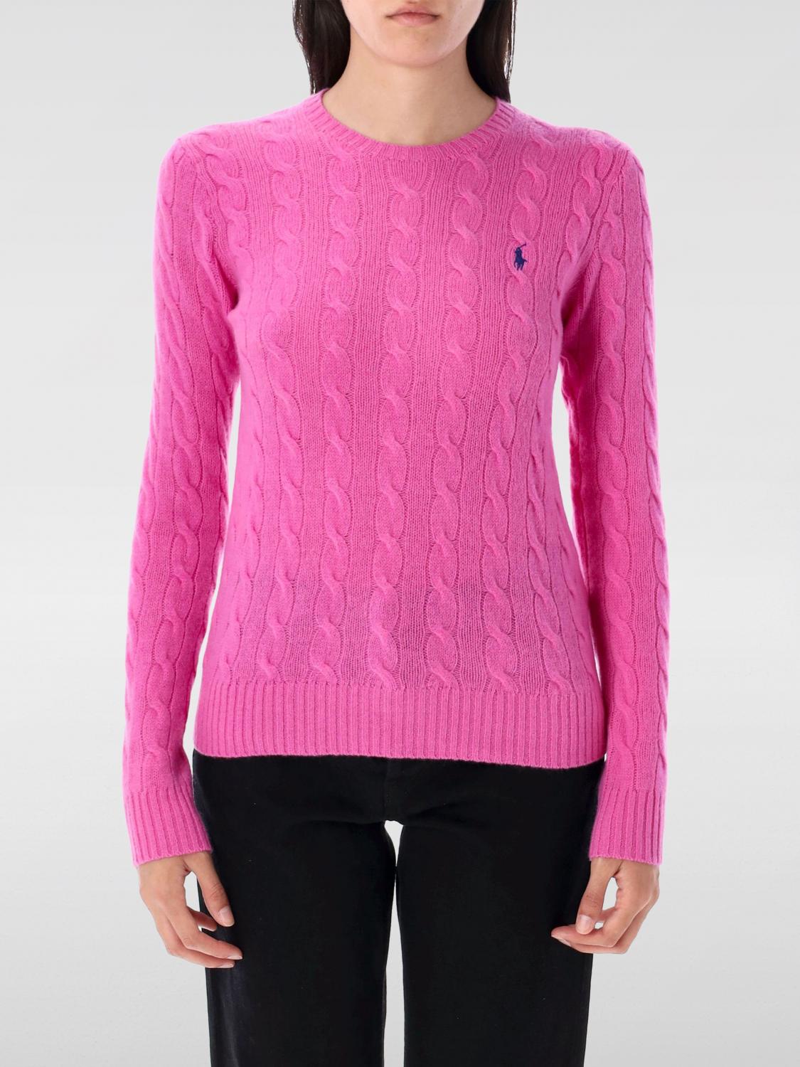 Polo Ralph Lauren Plaited Wool And Cashmere Crew-neck In Pink