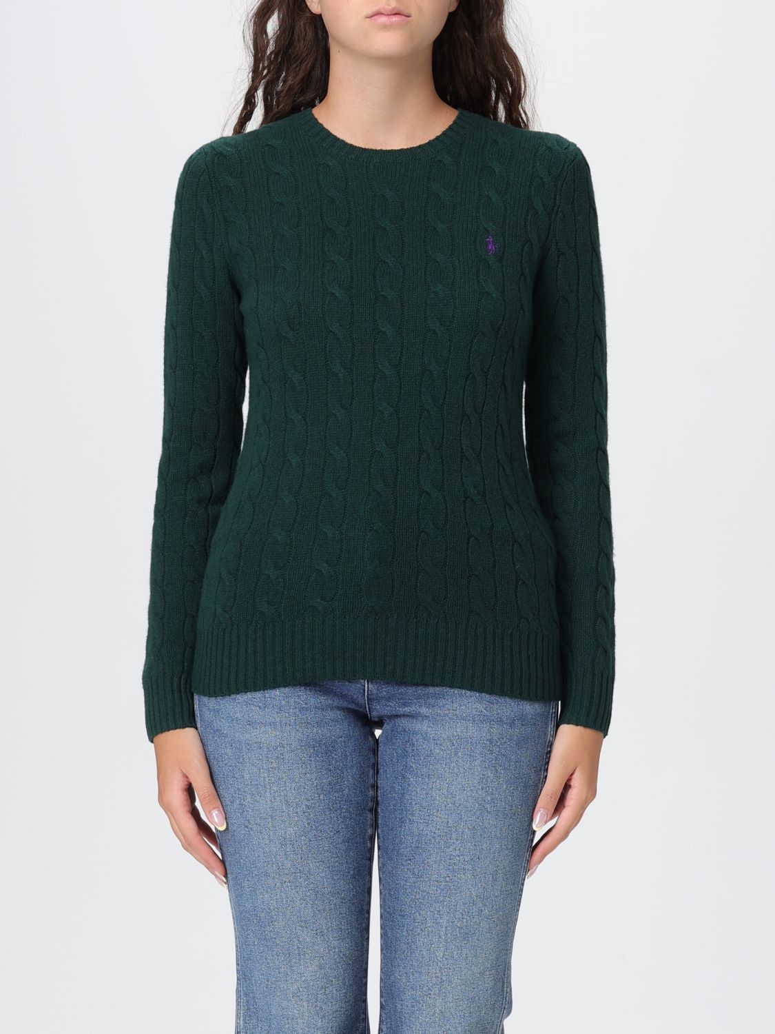 Polo Ralph Lauren Cable Wool And Cashmere Crewneck Jumper In Green