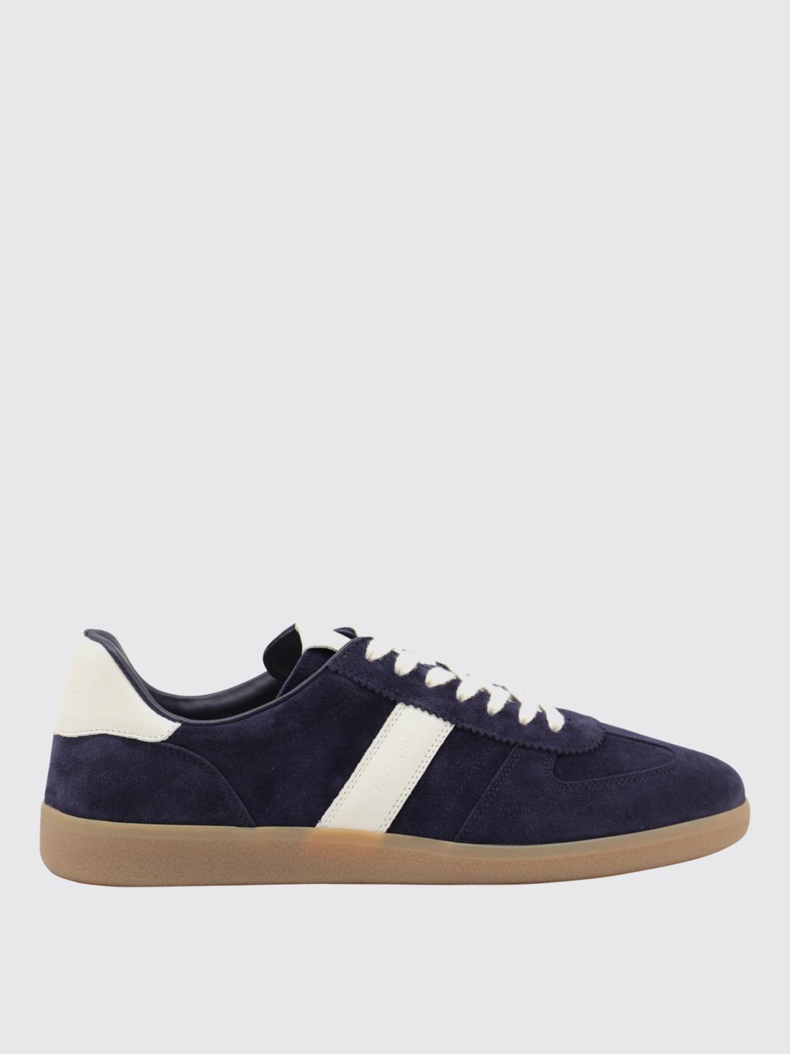 Tom Ford Low Top Sneakers With Contrast Heel Tab In Blue