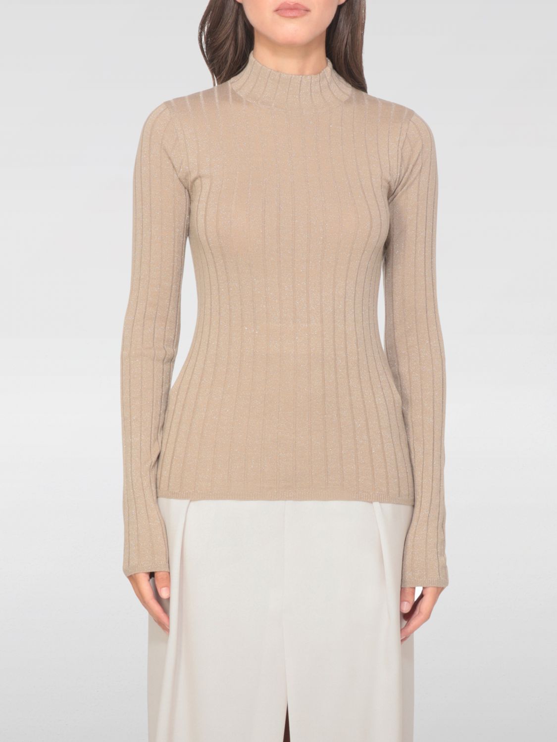Brunello Cucinelli Cashmere Blend Glitter Crewneck Sweater In Brown