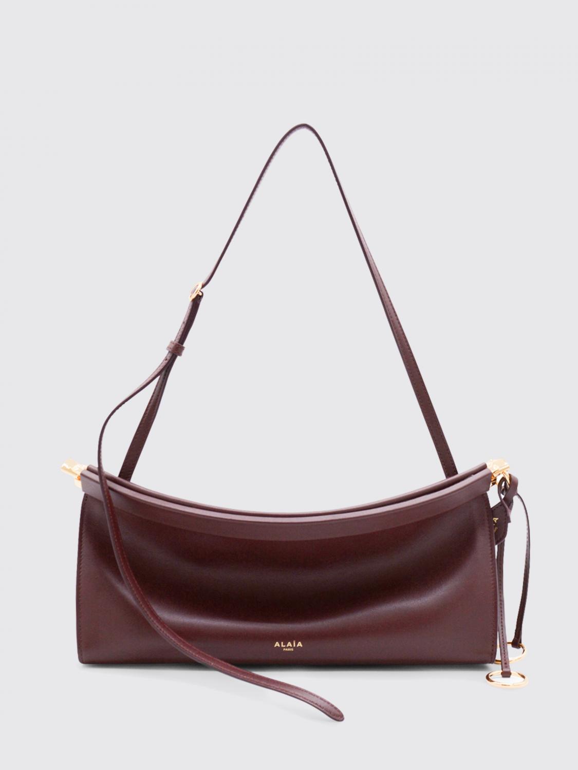 Alaïa Medium Leather Le Click East West Shoulder Bag In Burgundy