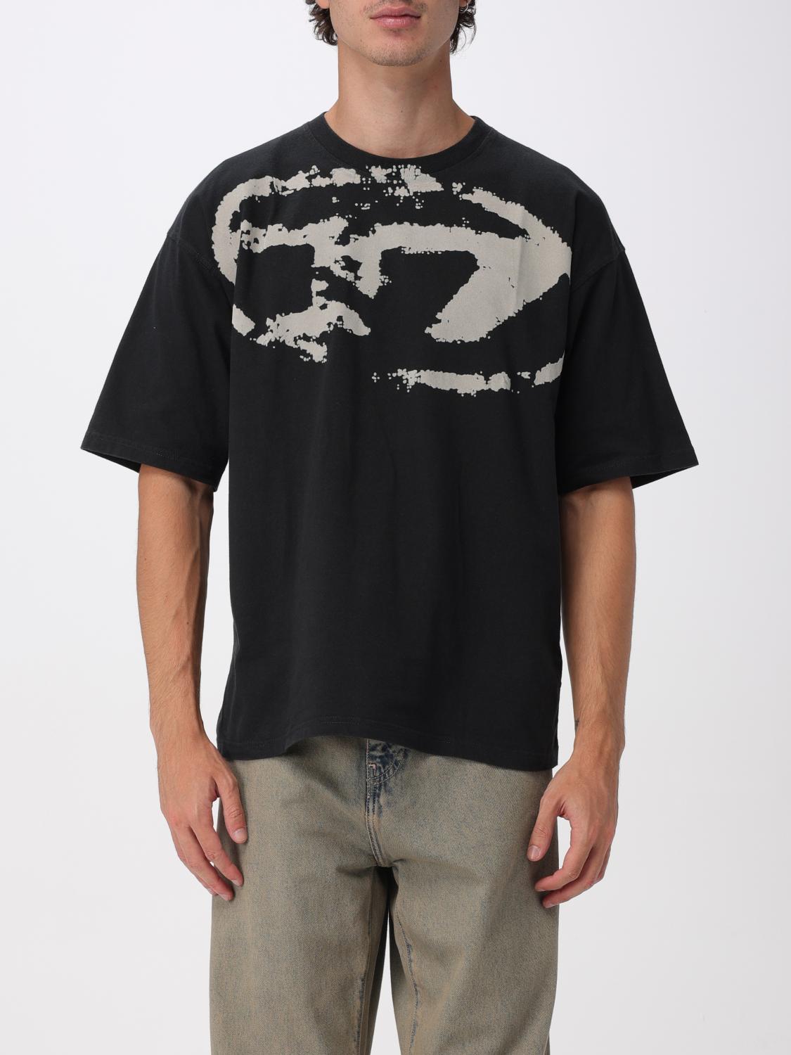 Diesel T-boxt-n14 T-shirt With Flocked Logo In Black