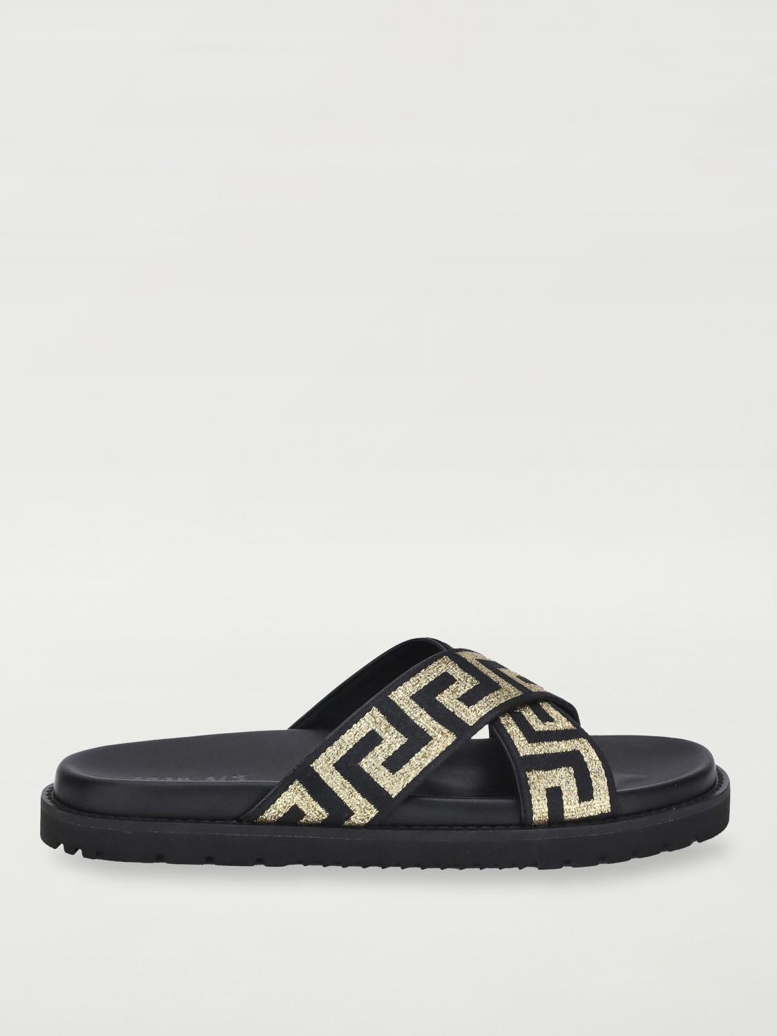 Versace Greca Sandals In Black