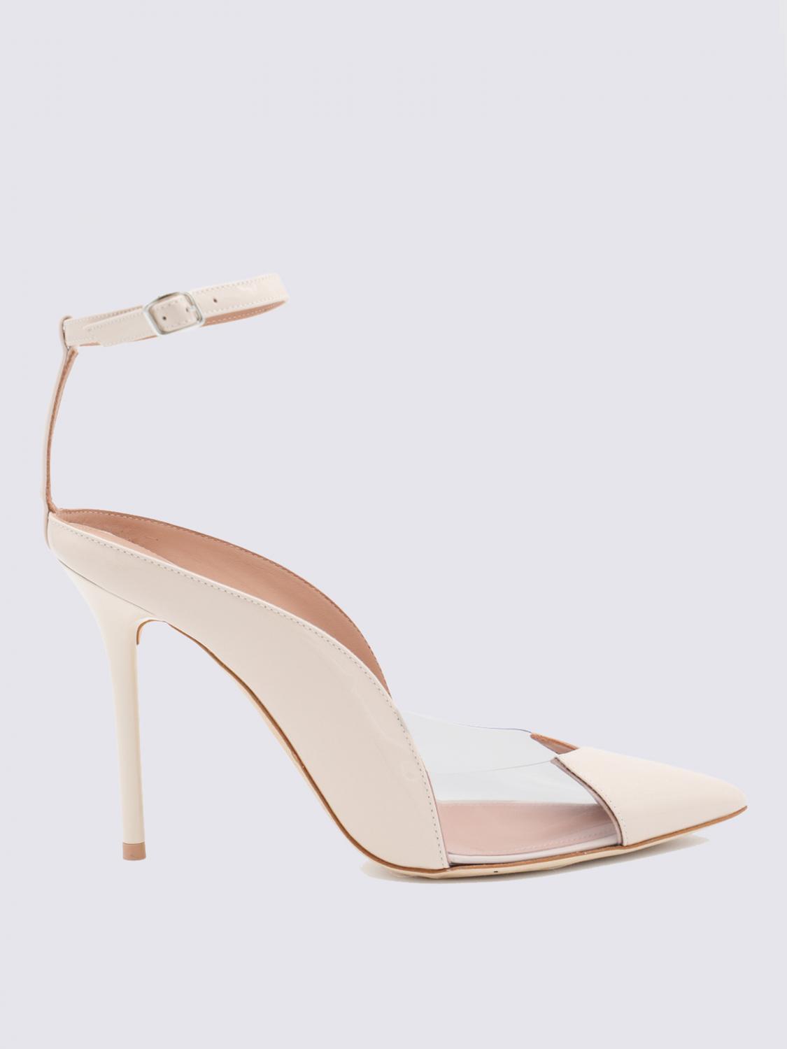 Malone Souliers Malia M-shaped Pointed Cap Toe Patent Leather Pumps In White