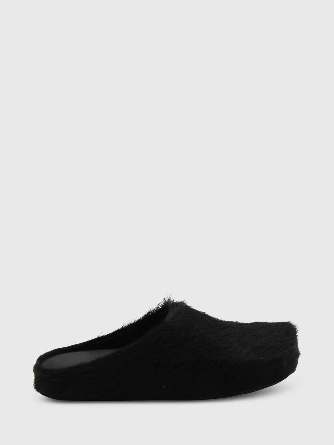 Marni Fussbett Calf-hair Leather Slippers In Black