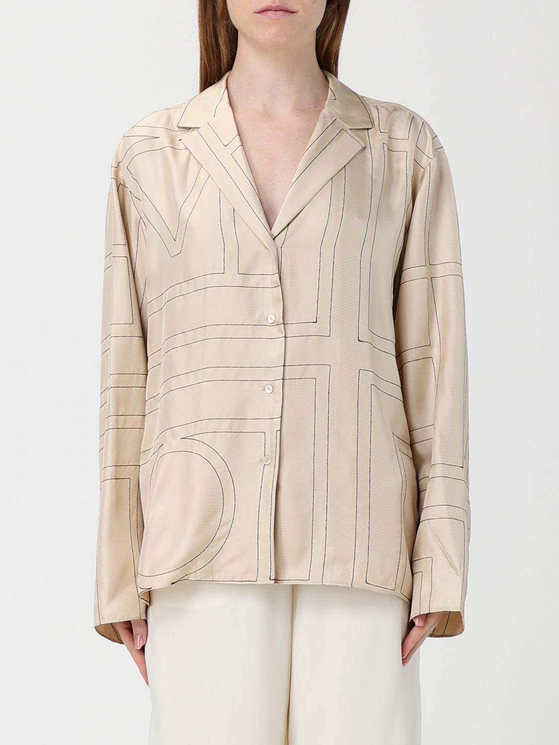 Totême Toteme Monogram Embroidered Pajama Pants In Multi