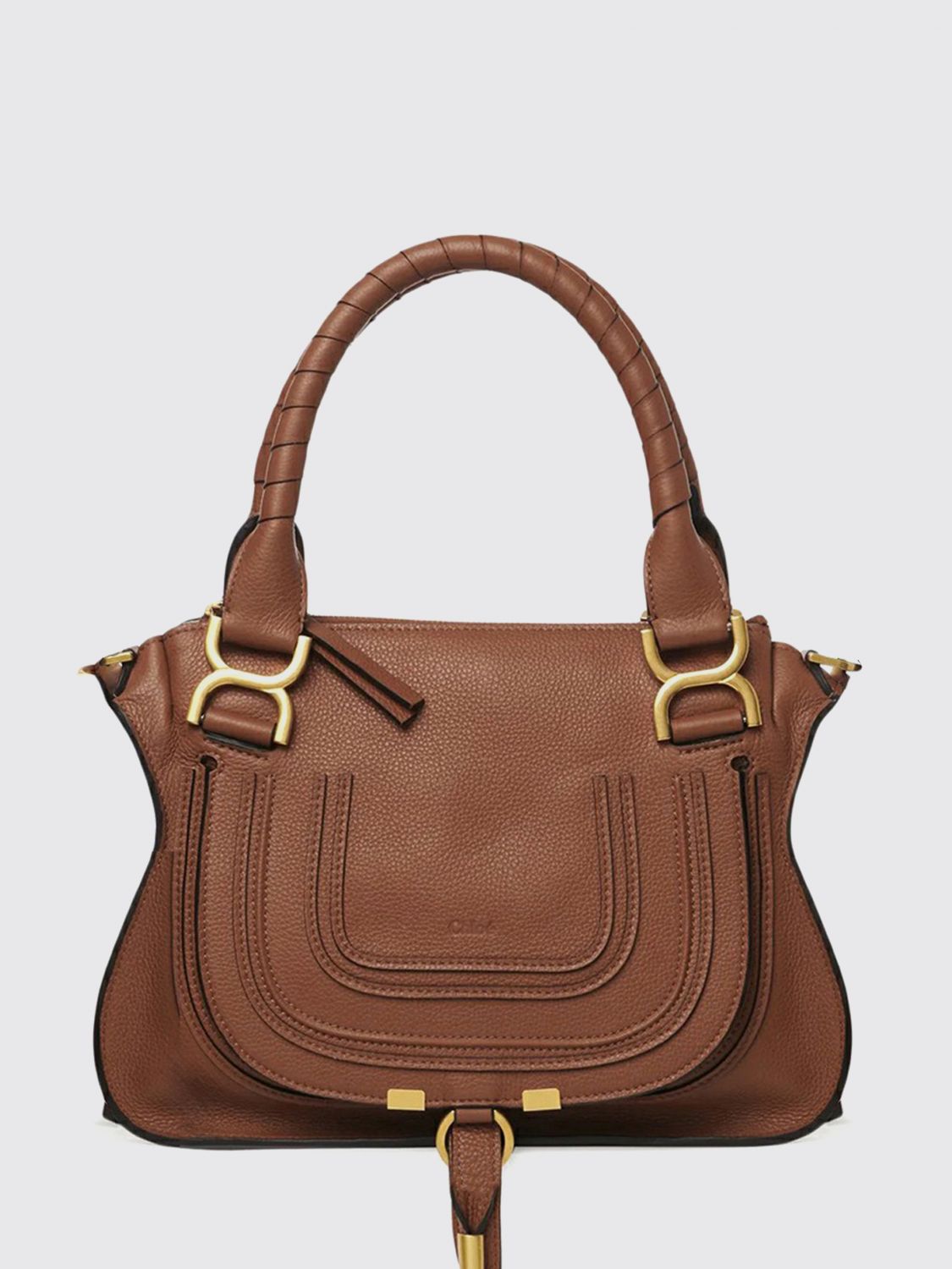 Chloé Small Mercie Bag In Granate Leather In Brown