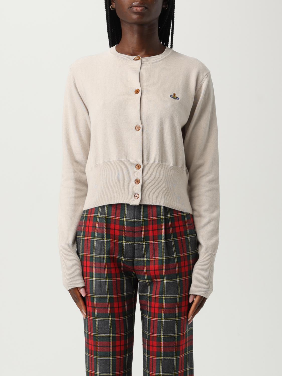 Vivienne Westwood Cardigan Bea In Misto Cotone Sabbia Donna In White