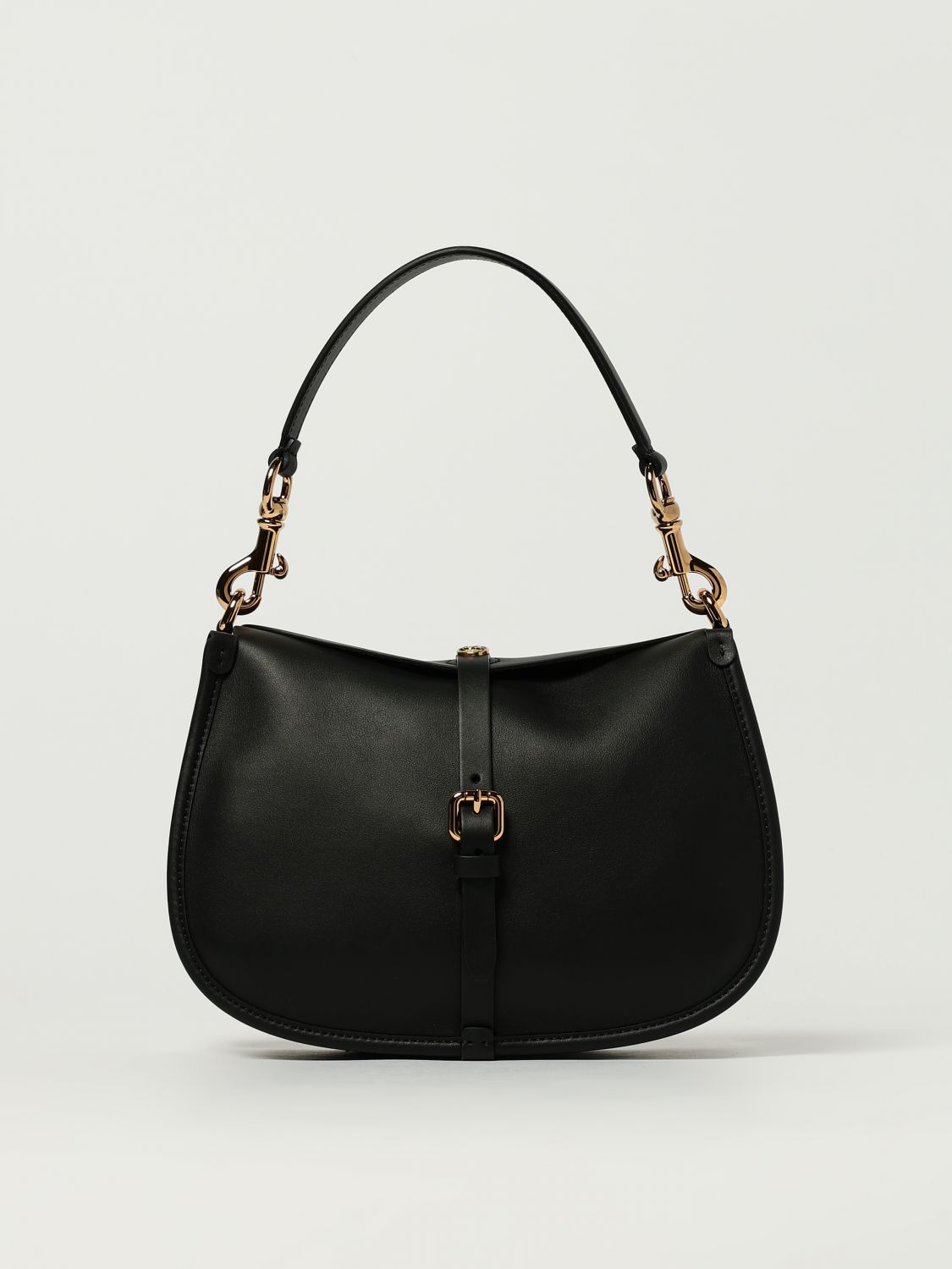 Etro Buckle-fastening Extra-large Leather Shoulder Bag In Black
