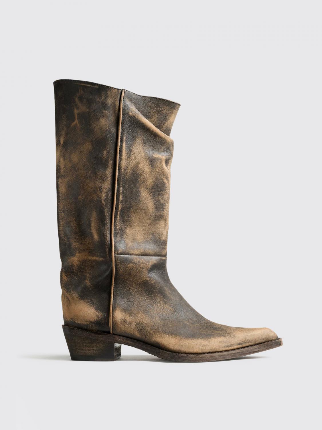 Khaite Clive Leather Boots In Purple
