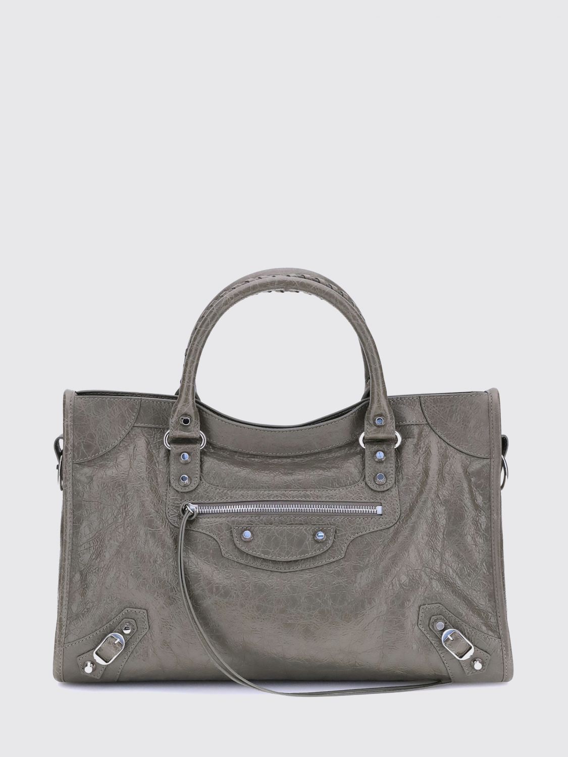 Balenciaga Medium Lambskin Shoulder Bag In Gray