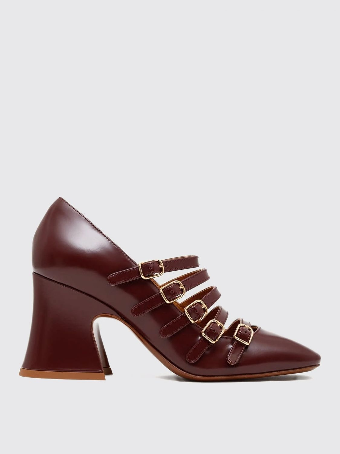 Chloé Women Burnt Purple Shiny Calf Leather Janis Pumps In Purple