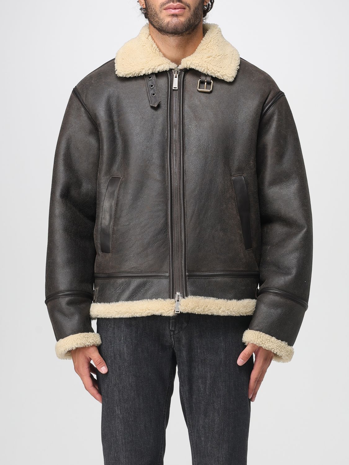 Dsquared2 Men Aviator Jacket In Brown