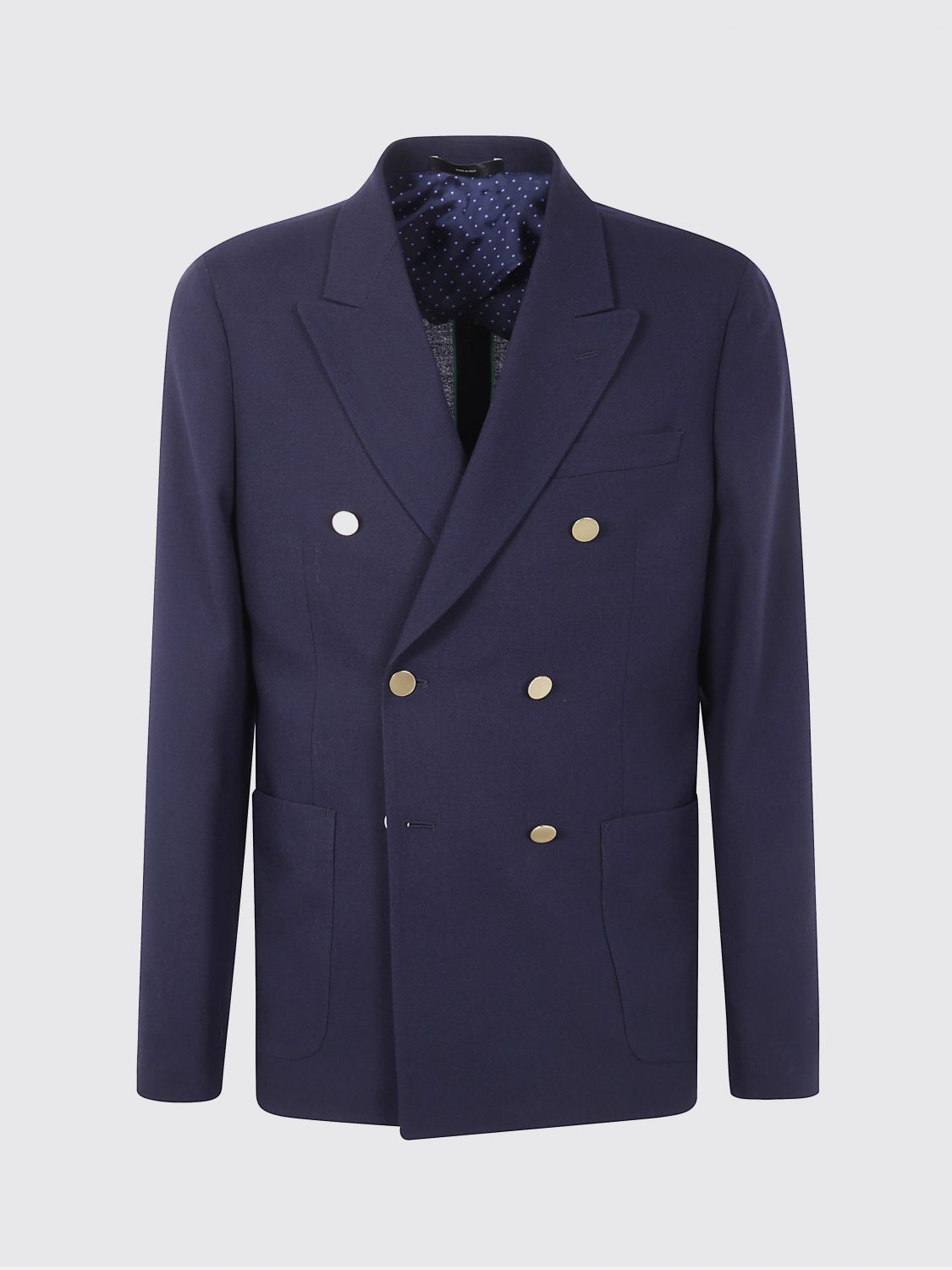 Paul Smith Men's Jacket Double-breasted Flap Pockets In Blue