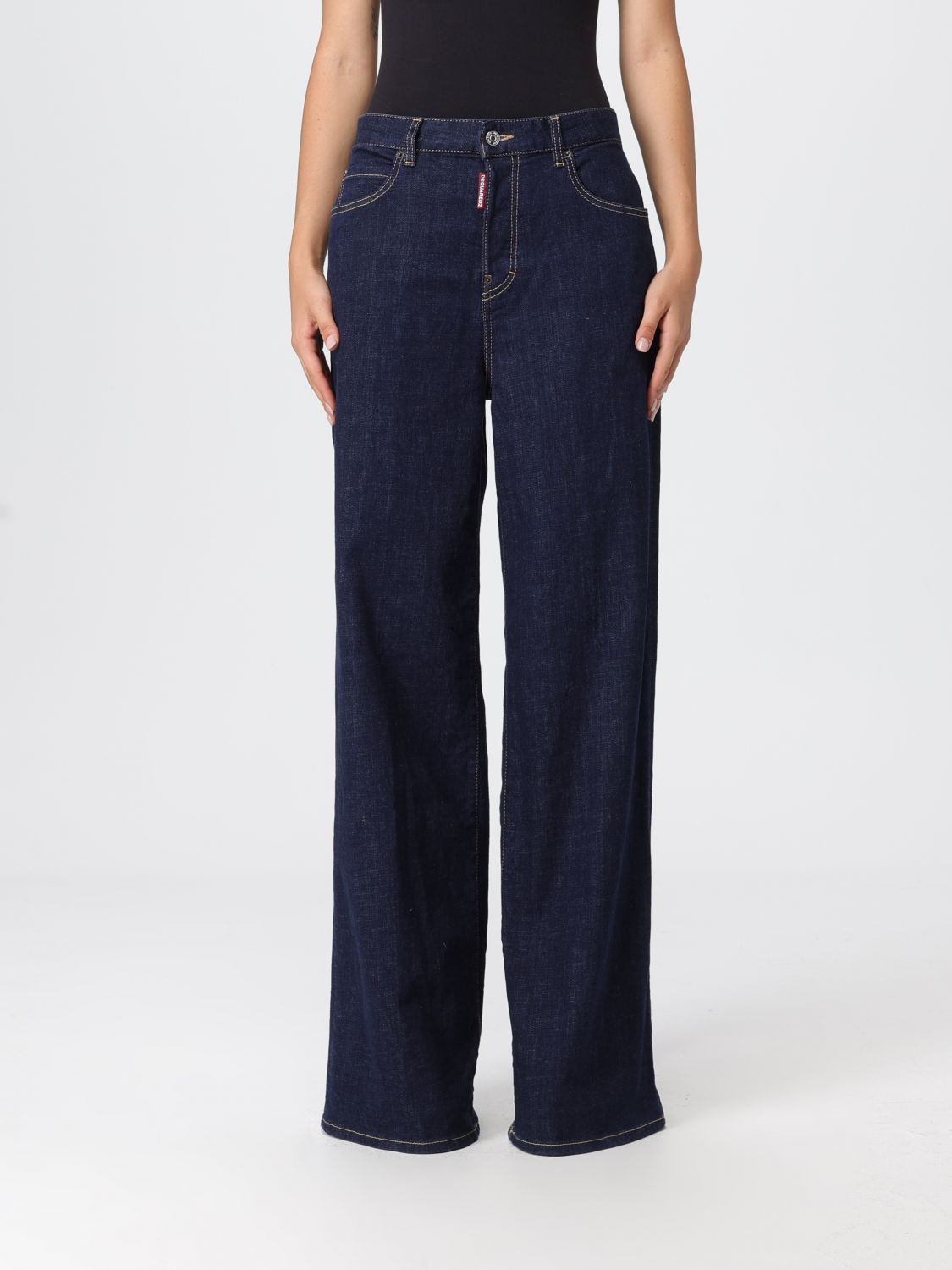 Dsquared2 Stretch Denim Traveller Wide-leg Jeans In Blue
