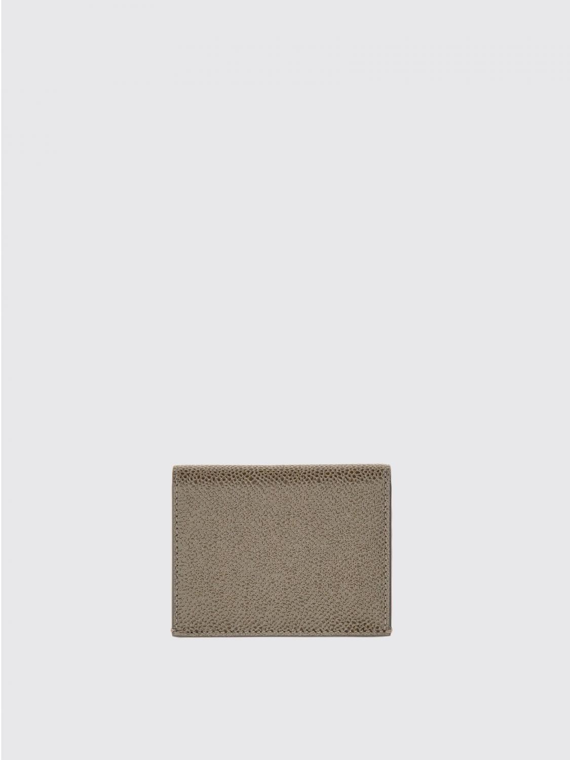 Thom Browne Grained Leather Card Case In Gray