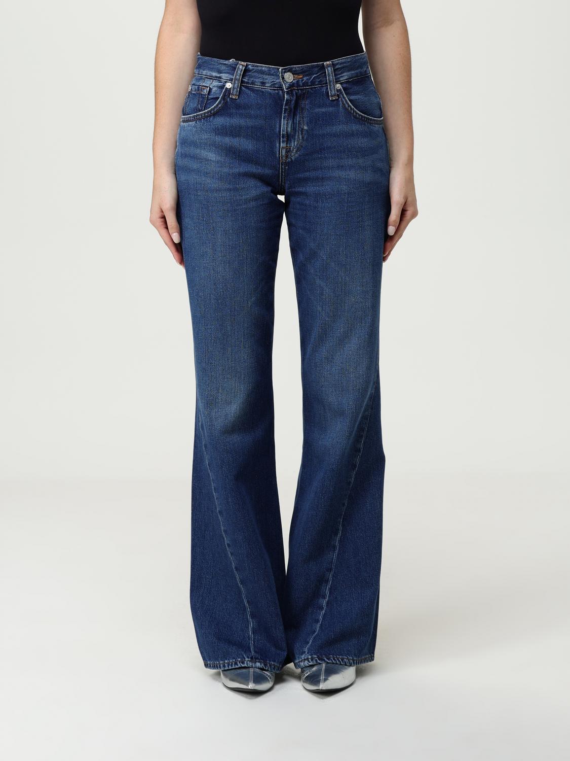 7 For All Mankind Jeans Woman Color Navy In Blue