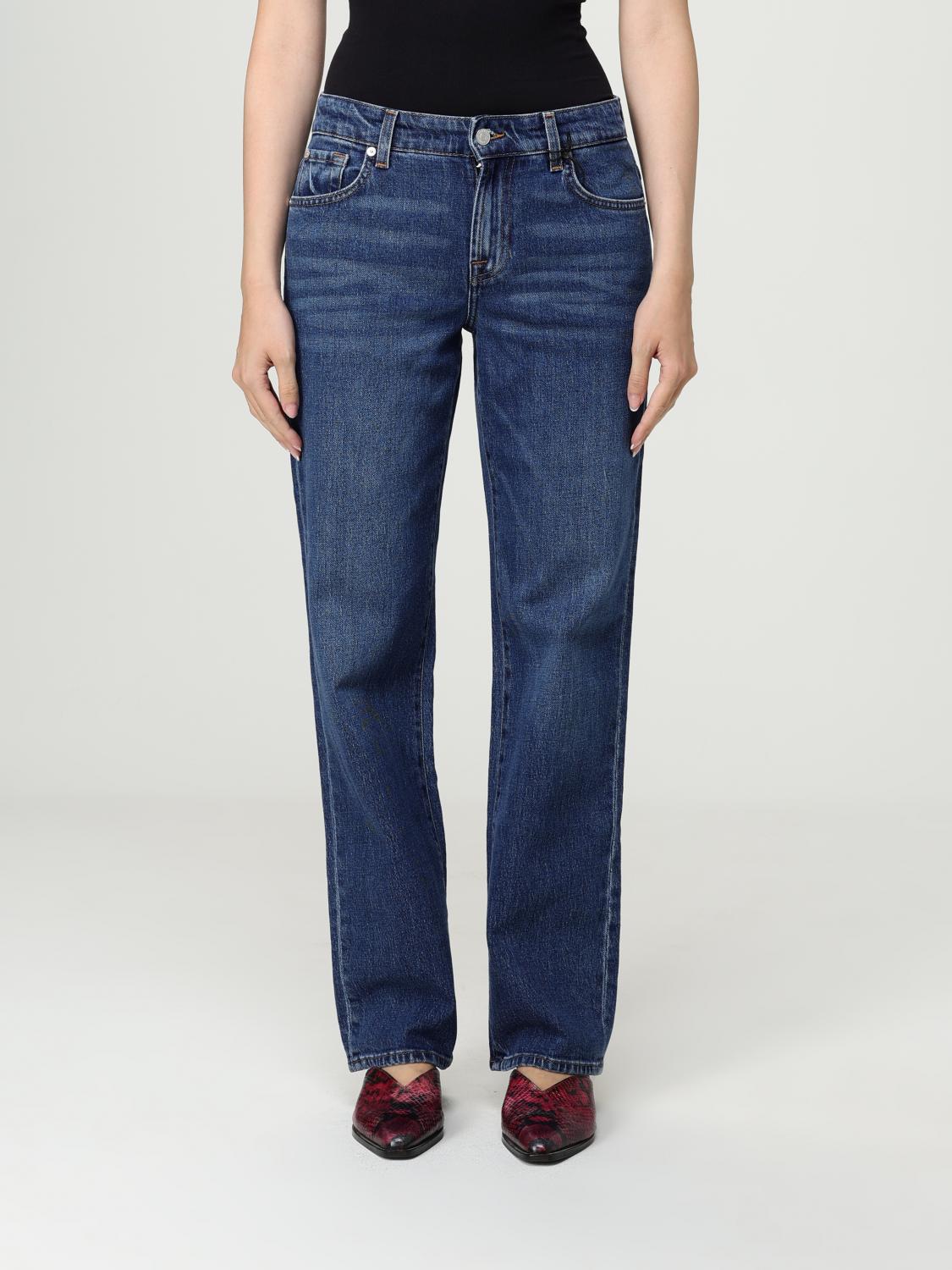 7 For All Mankind Jeans Woman Color Navy In Blue