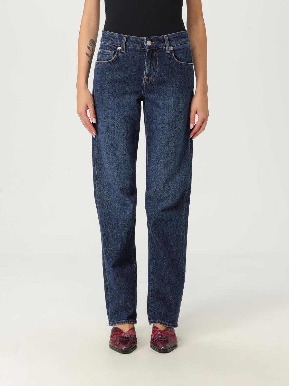7 For All Mankind Jeans Woman Color Navy In Blue