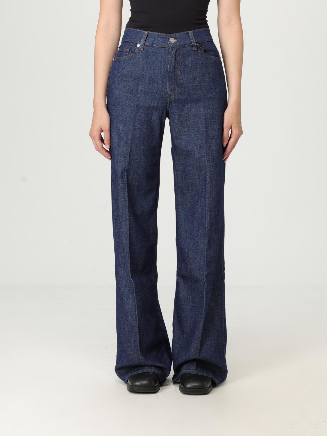 7 For All Mankind Jeans Woman Color Navy In Blue