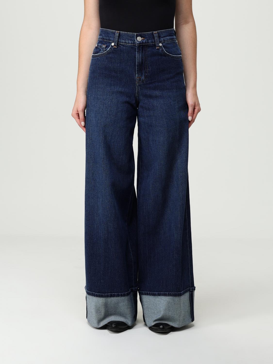 7 For All Mankind Jeans Woman Color Navy In Blue
