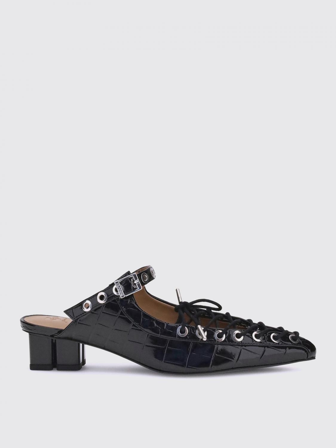 Ganni Oleatex Laced Mules In Black