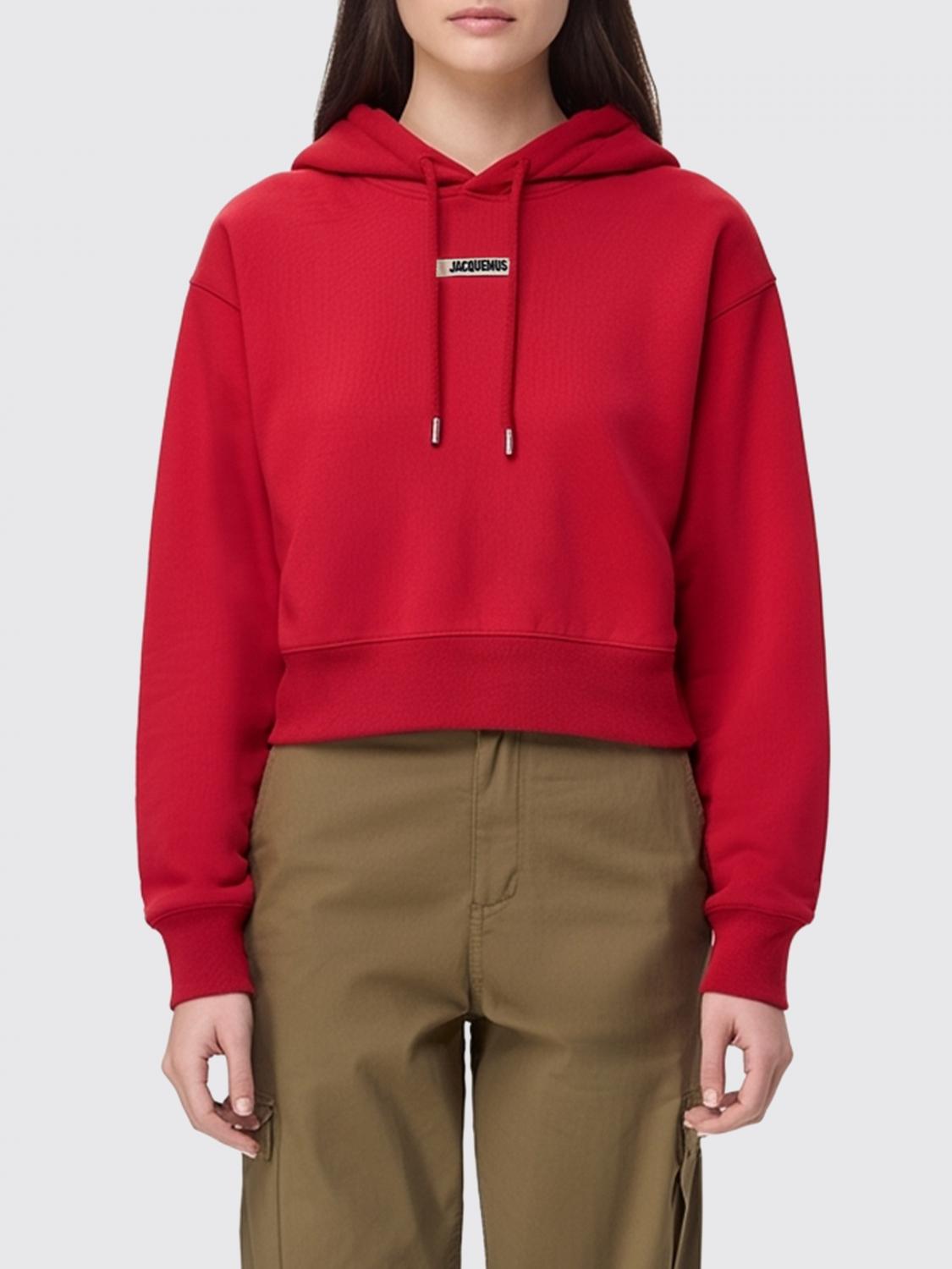 Jacquemus Le Hoodie Gros Grain Cotton Hoodie In Red