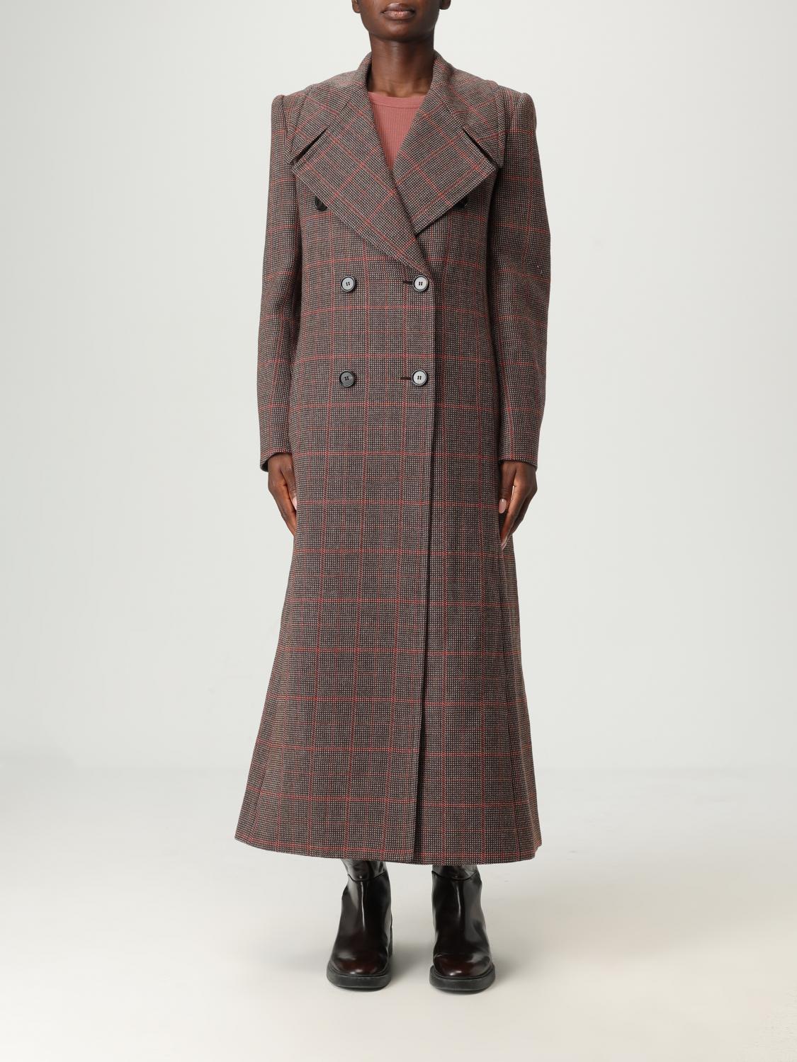 Chloé Checked Double-breasted Virgin Wool Coat In Brown