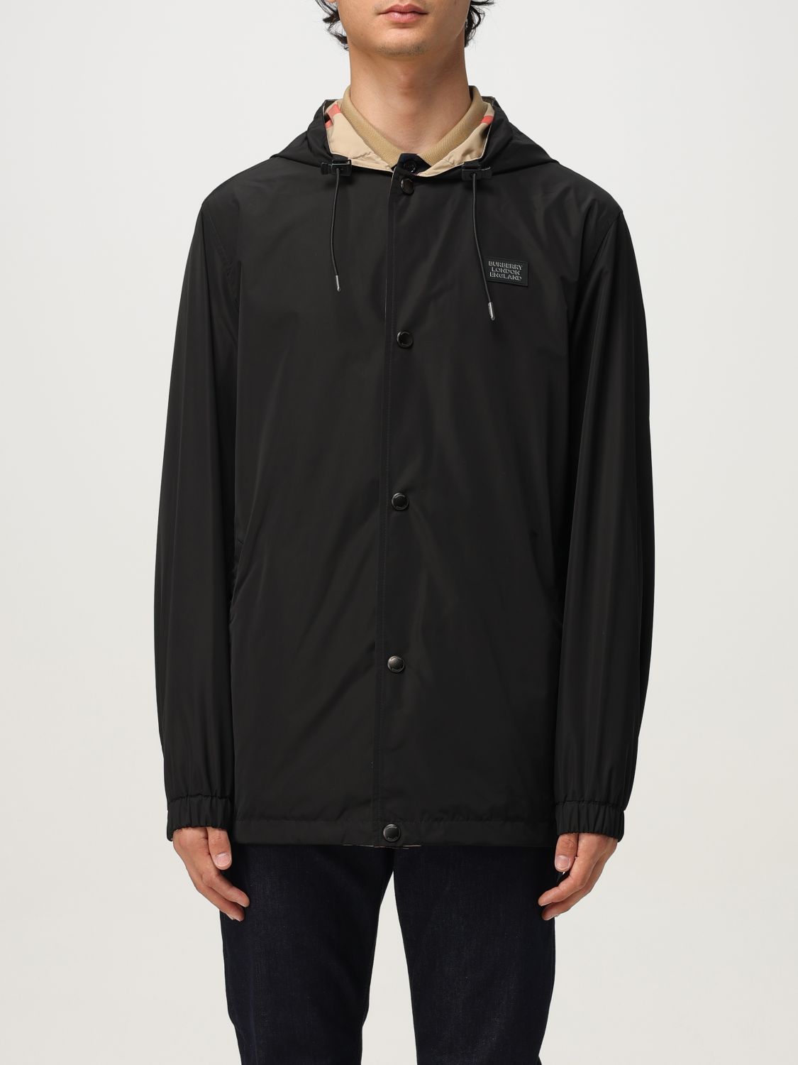 Burberry Check-pattern Reversible Hooded Jacket In Black
