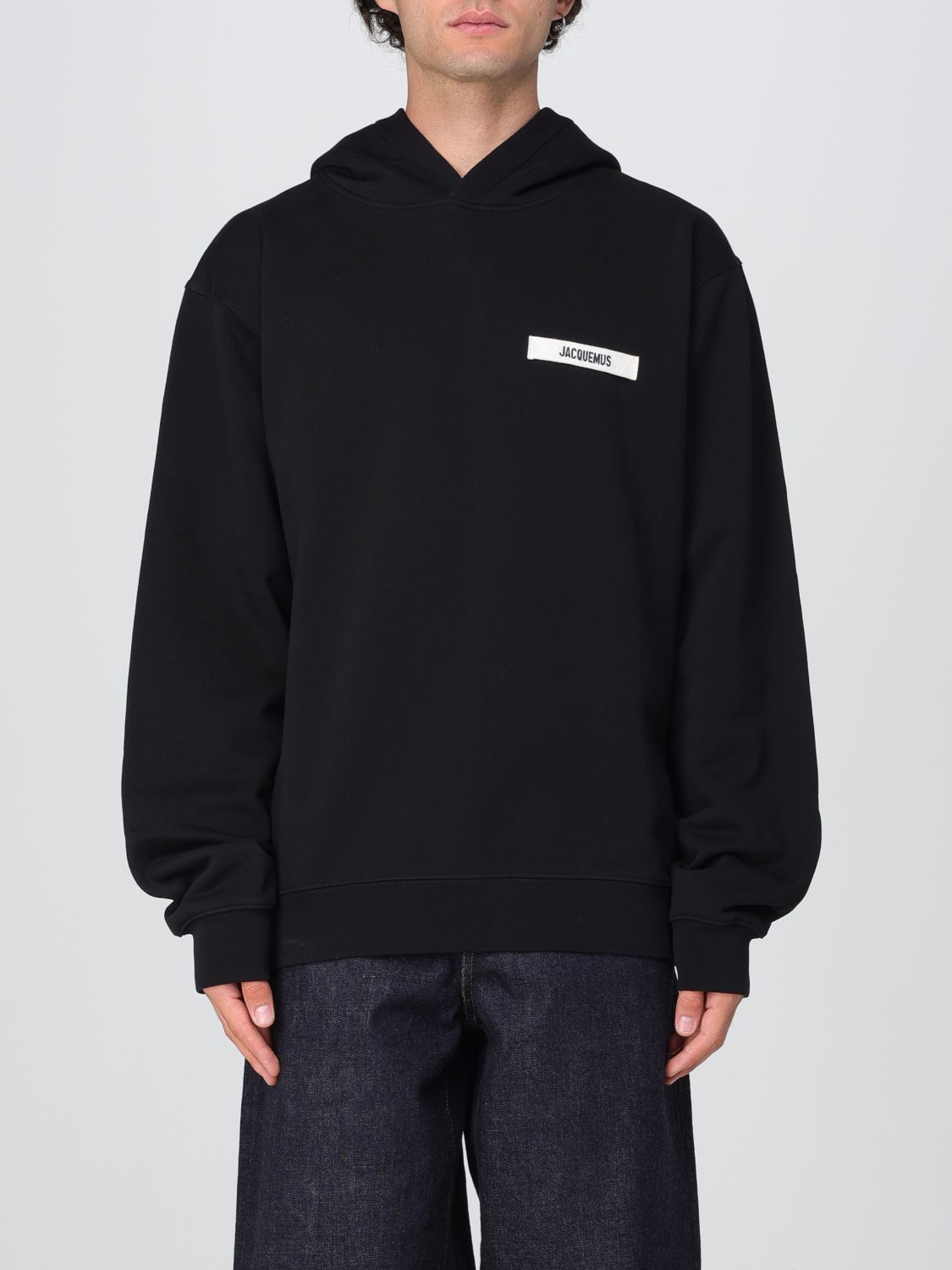 Jacquemus Cotton Fabric Hoodie With Long Sleeves In Black