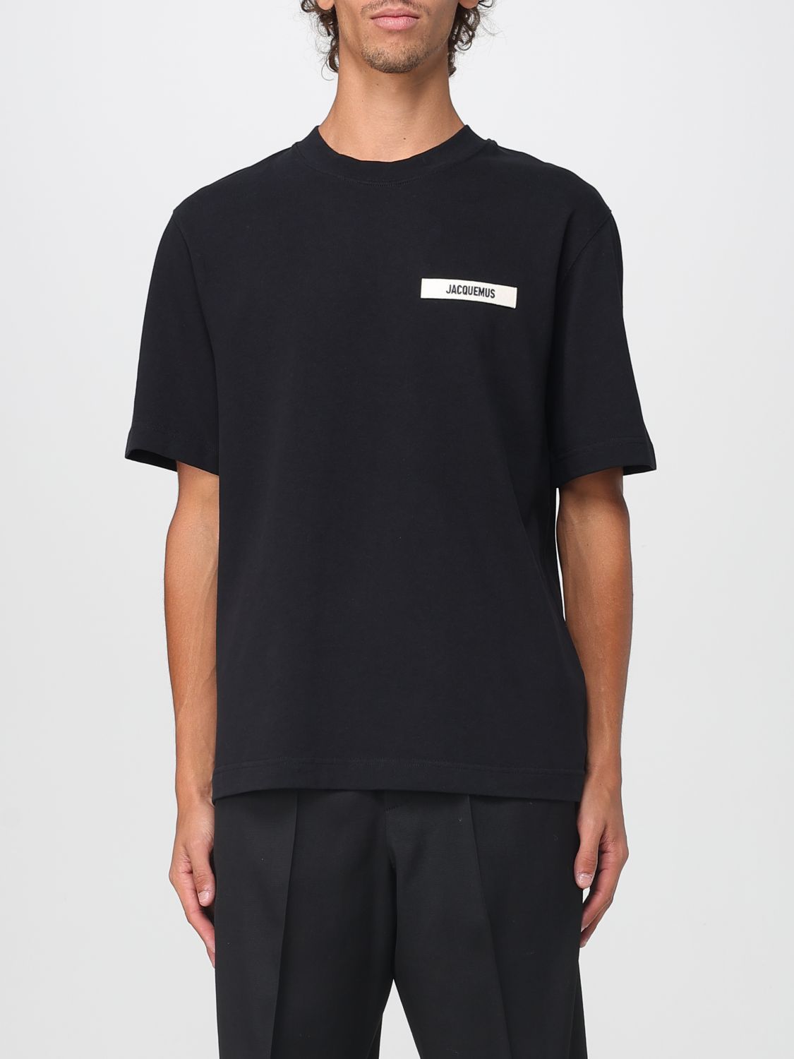 Jacquemus Grosgrain Crewneck T-shirt Short Sleeves In Black