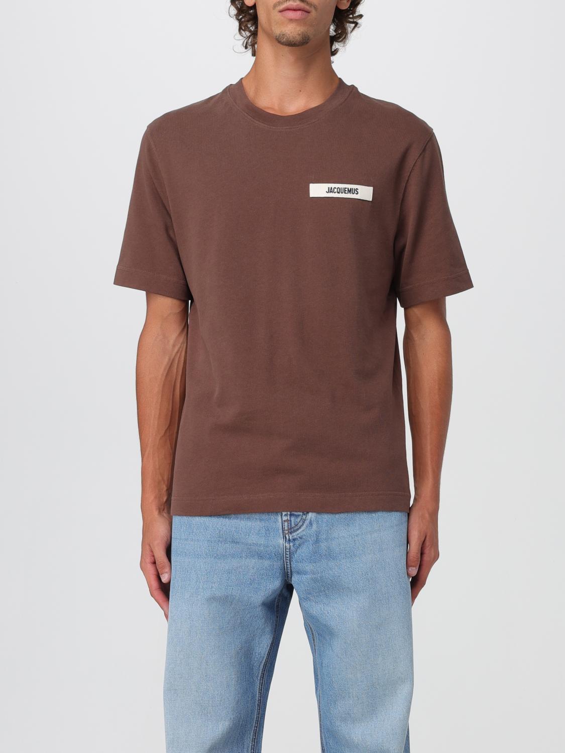 Jacquemus Le T-shirt Gros Grain Brown T-shirt With Logo Patch On The Front In Cotton Man In Brown