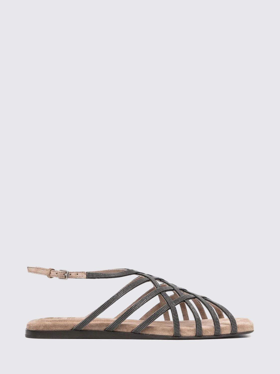Brunello Cucinelli Crossover-strap Detail Sandals In Brown