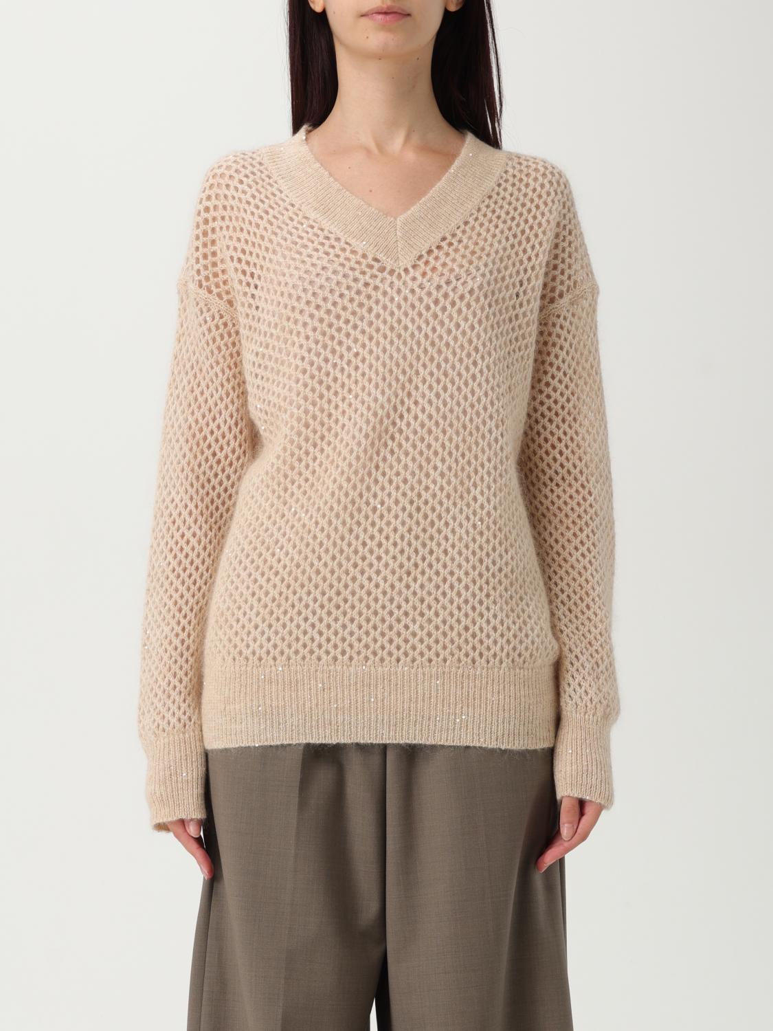 Brunello Cucinelli Rustic Dazzling Net Sweater In Neutral