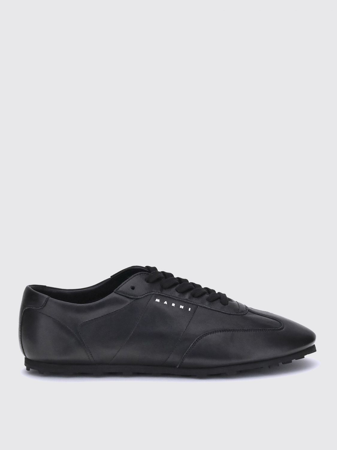 Marni Leather Low-top Sneakers And Contrasting Sole In Black