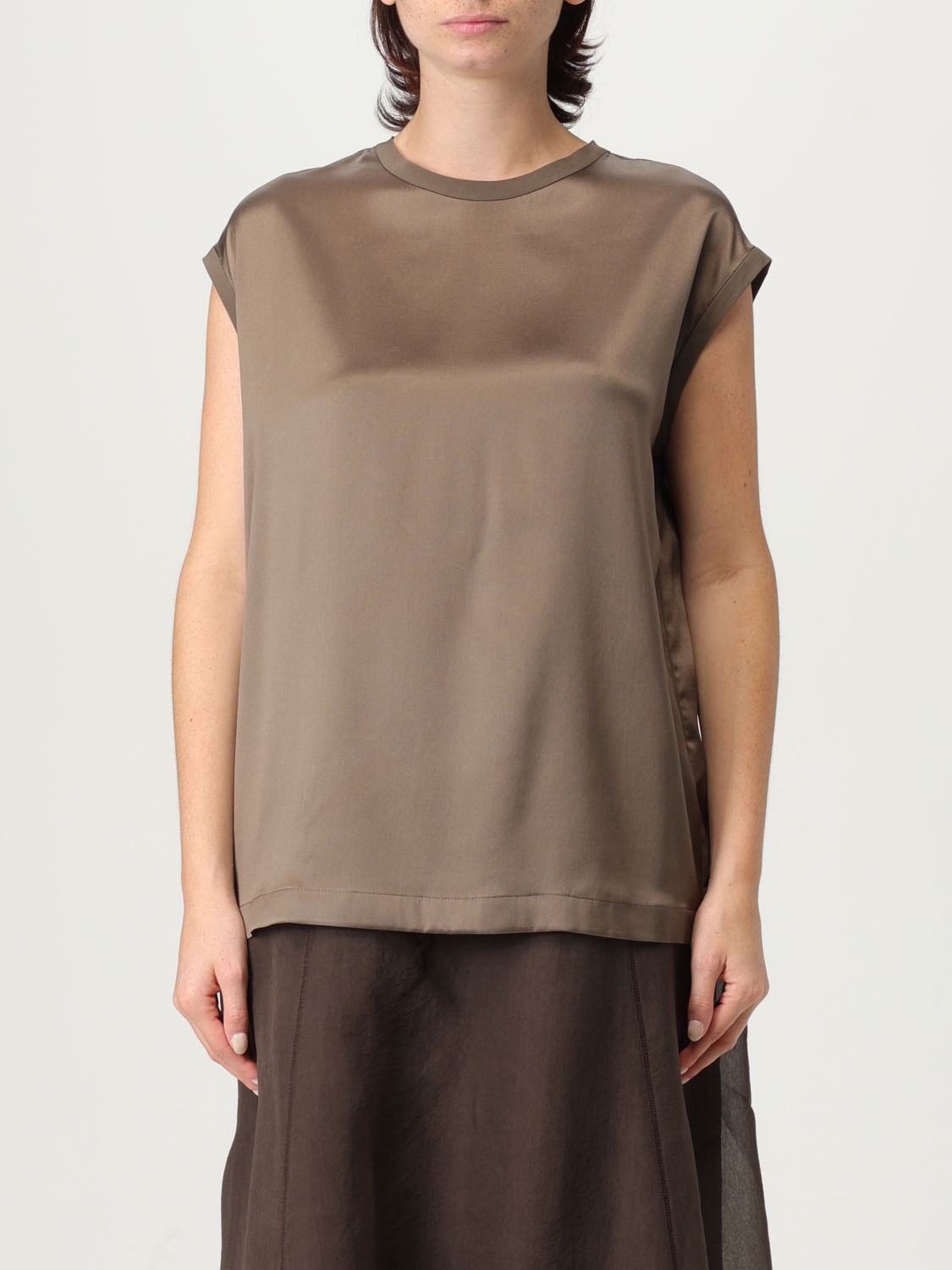 Brunello Cucinelli Top Woman Color Brown In Brown