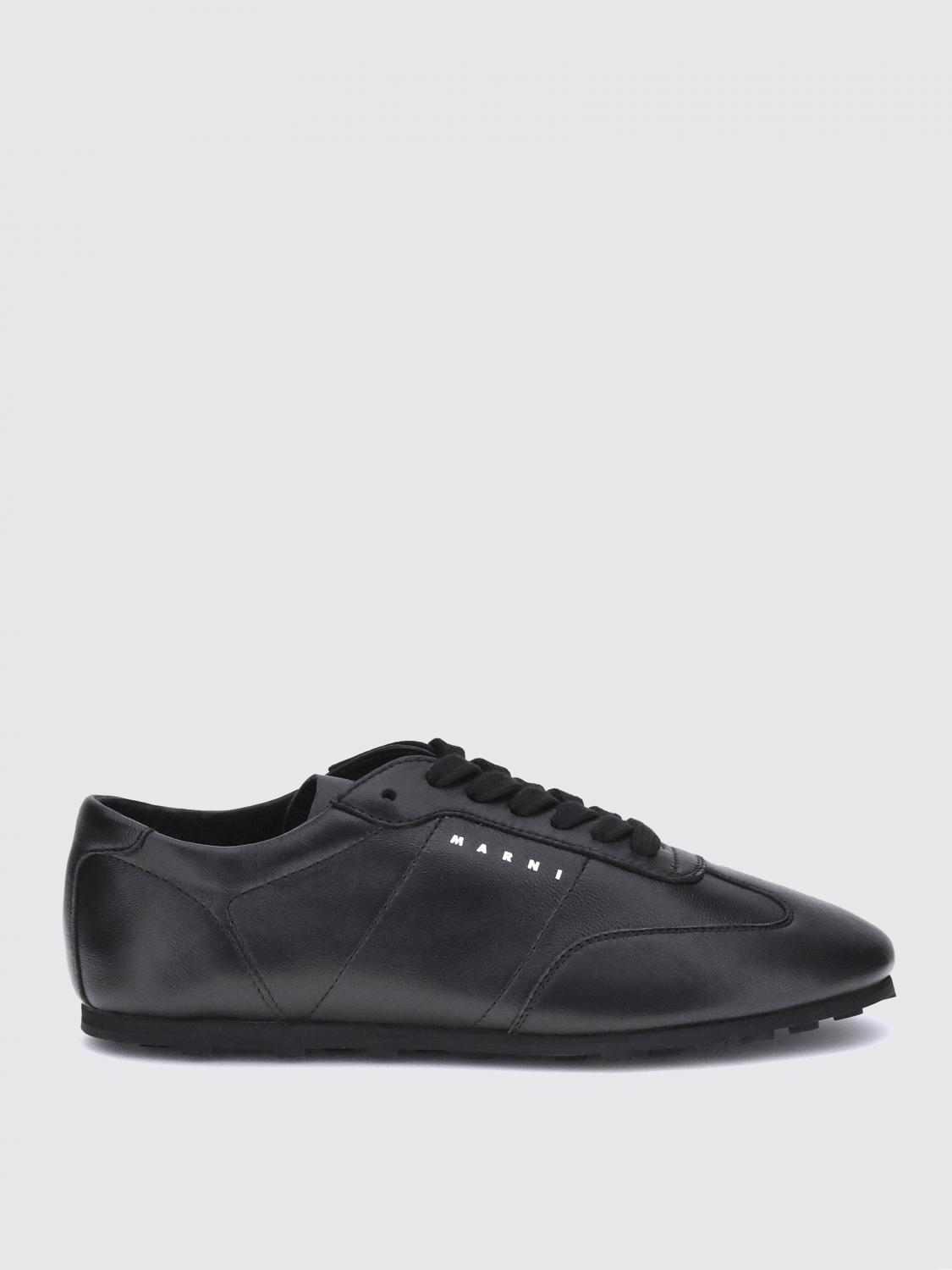Marni Softy Soccer Nappa Leather Sneakers In Black