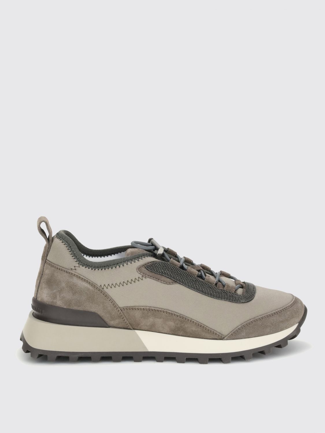 Brunello Cucinelli Streamlined Sneakers With Mesh Panels In Brown