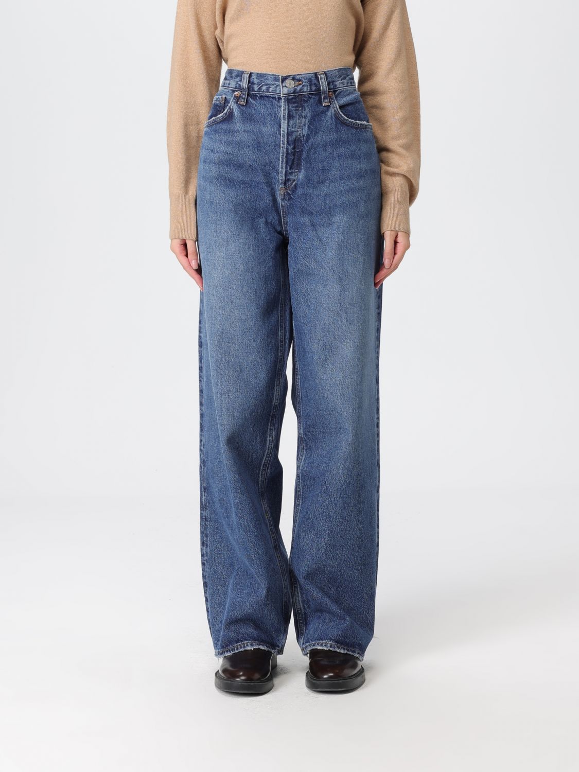 Agolde Low Slung Baggy Jeans In Blue