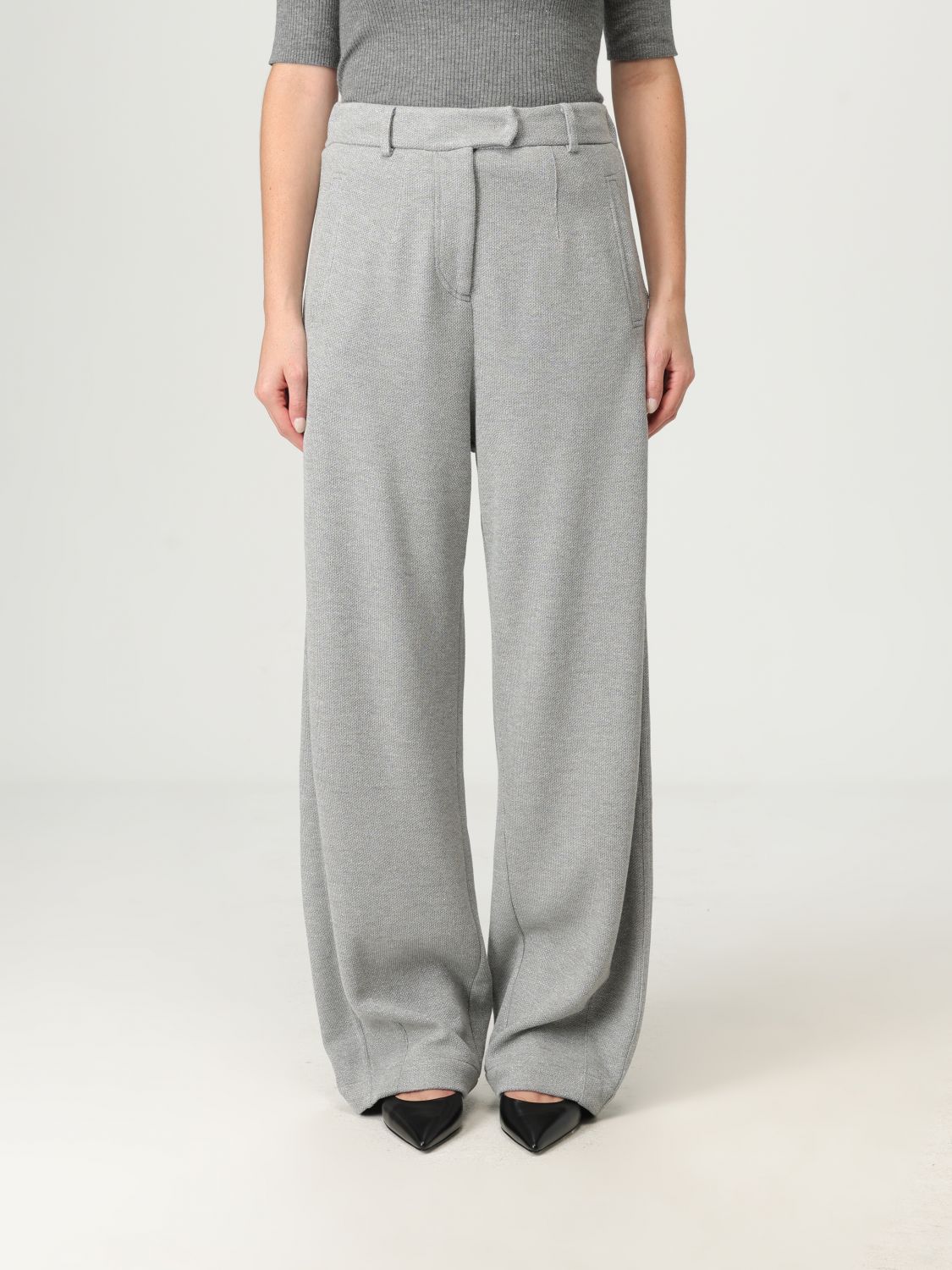Brunello Cucinelli Pants Woman Color Silver In Gray