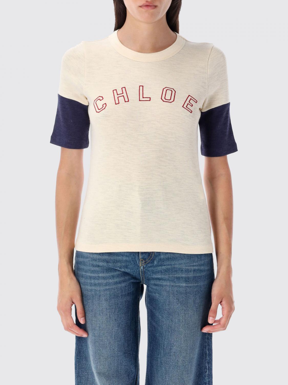 Chloé Wool And Cotton T-shirt With Logo In White