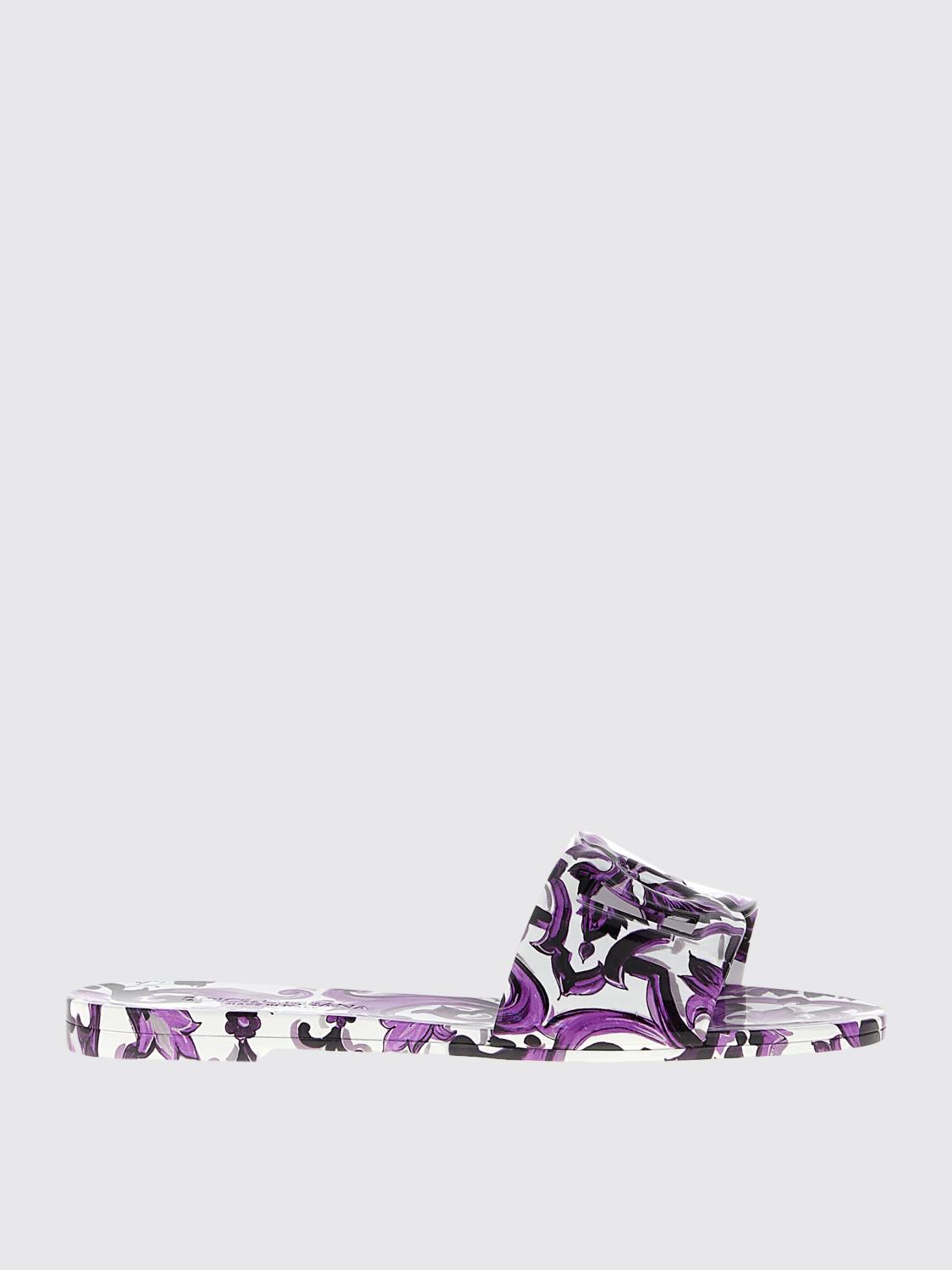 Dolce & Gabbana Maiolica Print Slids In Purple