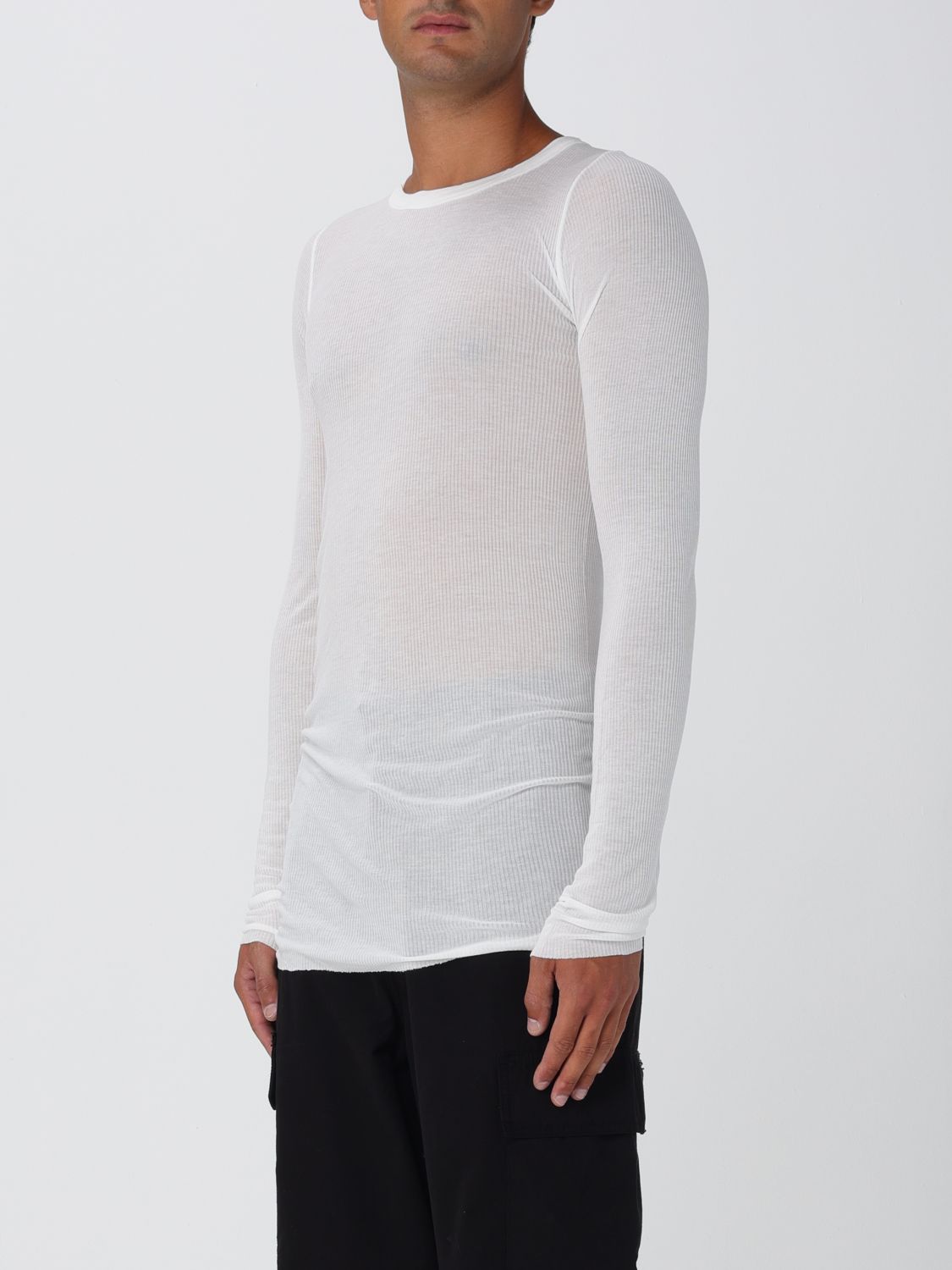 Rick Owens Off-white Porterville Rib Long Sleeve T-shirt In White