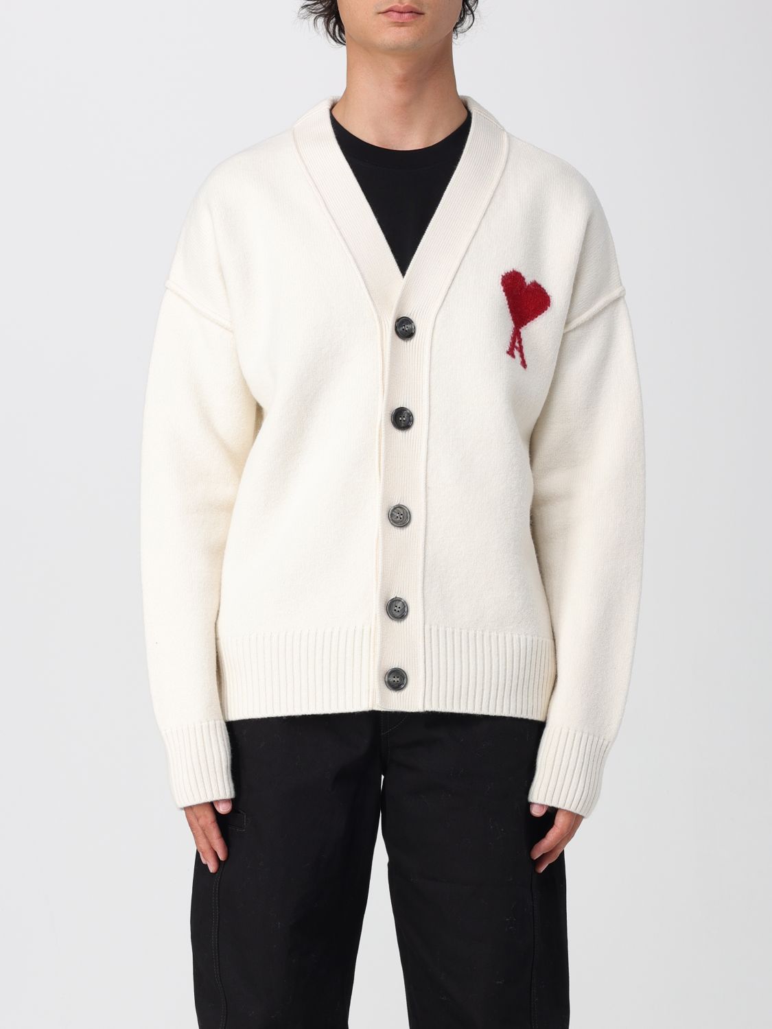 Ami Alexandre Mattiussi Cardigan Ami Paris Men Color White In Gray