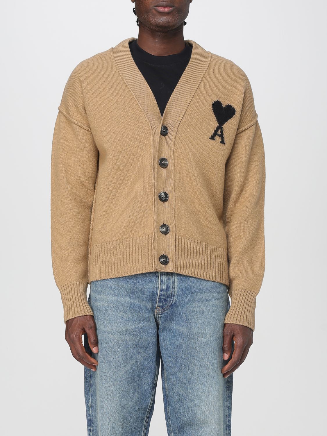 Ami Alexandre Mattiussi Cardigan Ami Paris Men Color Brown In Brown