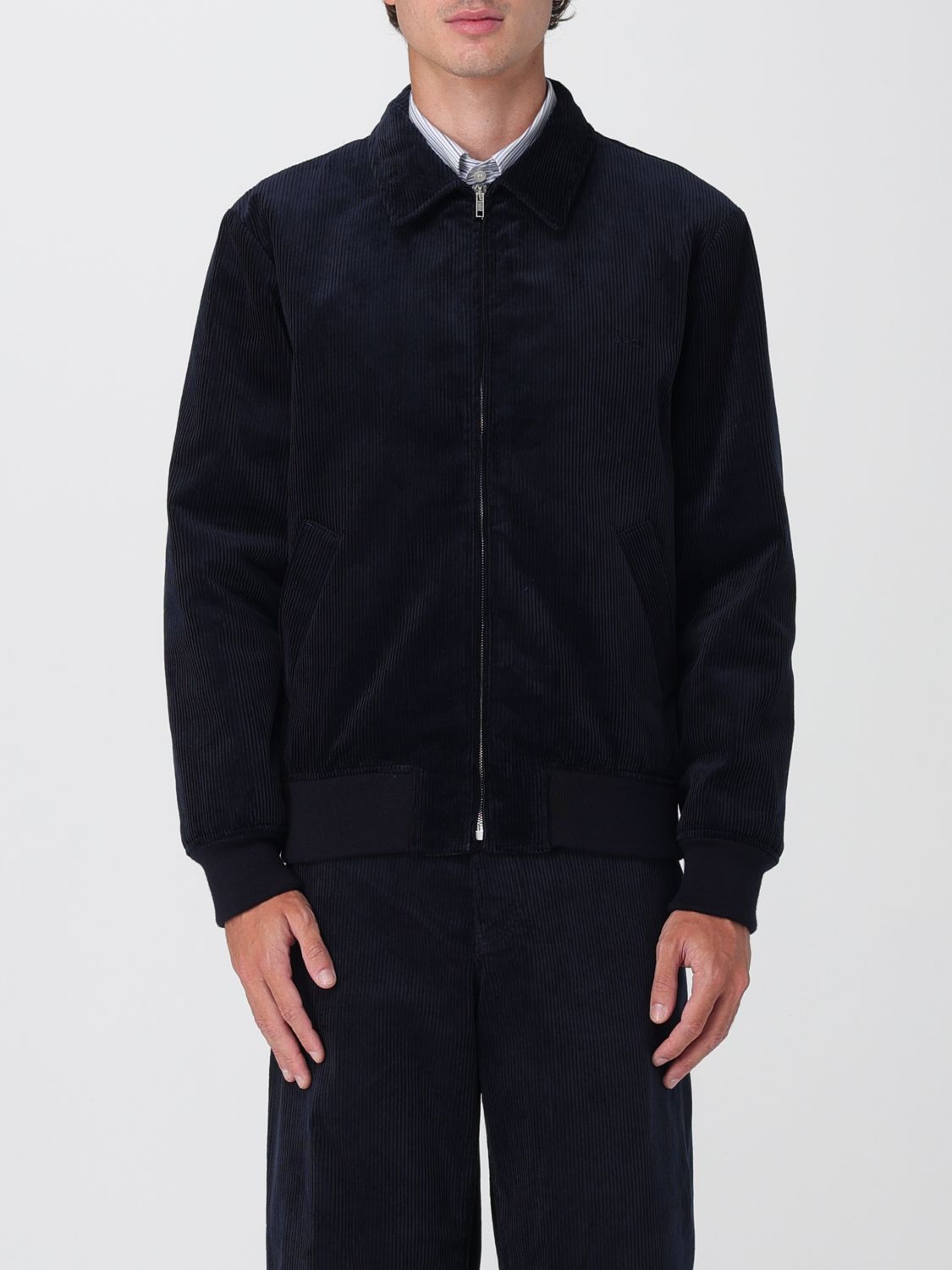 Apc Long-sleeved Casual Jacket In Blue