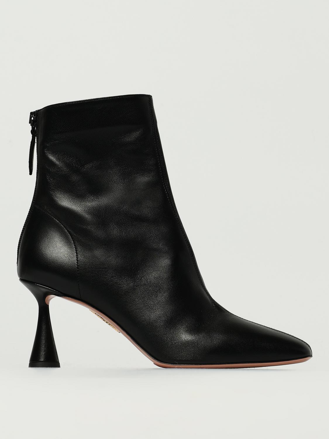 Aquazzura Flat Ankle Boots Woman Color Black In Black