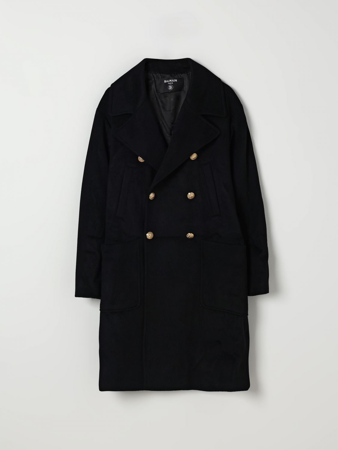 Balmain Double-breasted Coat In Black